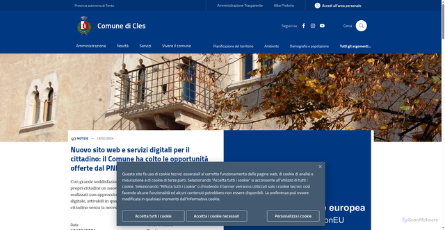 Security scan screenshot of https://www.comune.cles.tn.it/
