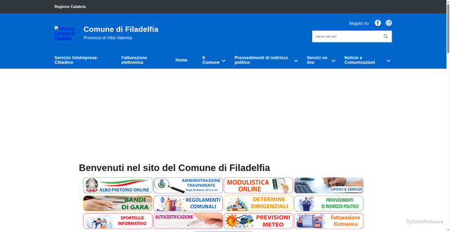 Security scan screenshot of https://www.comune.filadelfia.vv.it