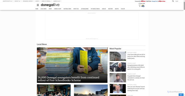 Security scan screenshot of https://www.donegallive.ie