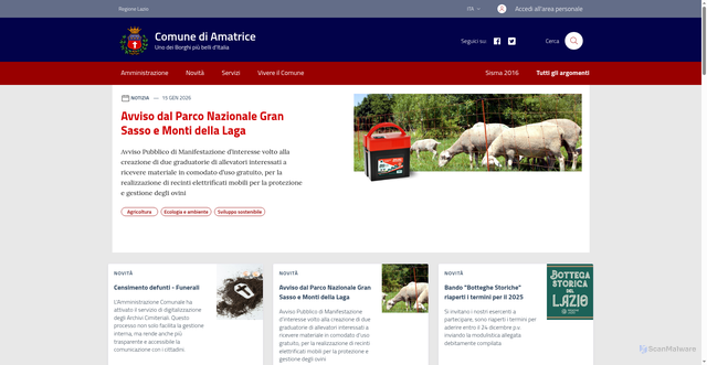 Security scan screenshot of https://www.comune.amatrice.rieti.it/