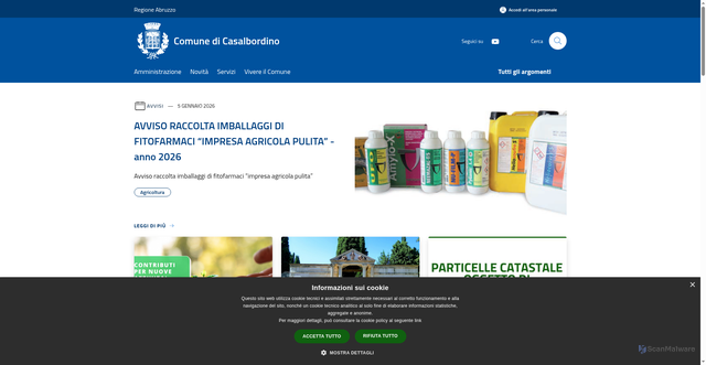 Security scan screenshot of https://www.comune.casalbordino.ch.it/it