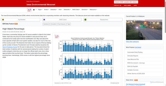 Security scan screenshot of https://mesonet.agron.iastate.edu