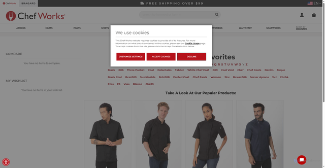 Security scan screenshot of https://chefworks-us.resultspage.com