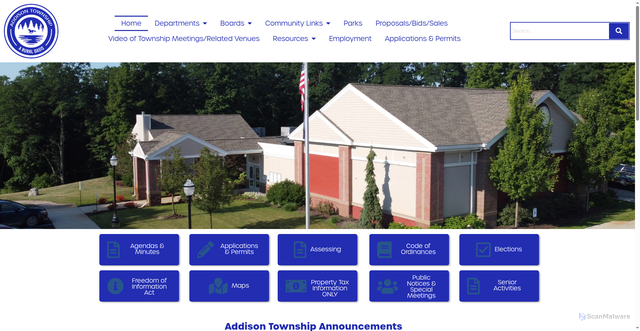 Security scan screenshot of https://addisontownshipmi.gov/
