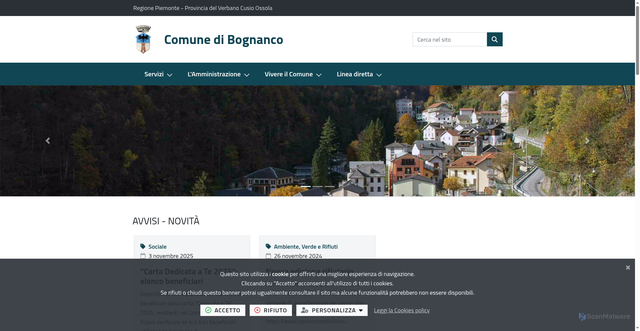 Security scan screenshot of https://comune.bognanco.vb.it/it-it/home