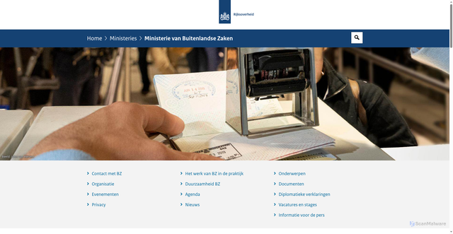 Security scan screenshot of https://www.rijksoverheid.nl/ministeries/ministerie-van-buitenlandse-zaken