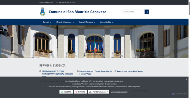 Security scan screenshot of https://www.comune.sanmauriziocanavese.to.it/it-it/home