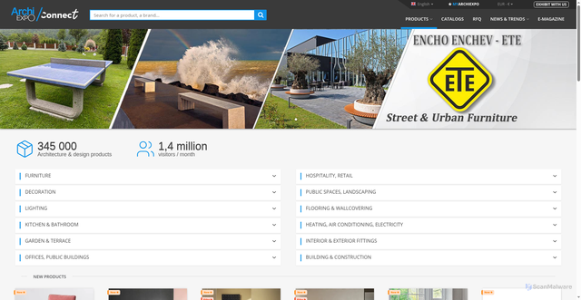 Security scan screenshot of https://archiexpo.com