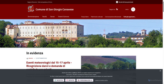 Security scan screenshot of https://www.comune.sangiorgiocanavese.to.it/it-it/home