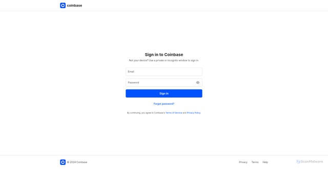 Security scan screenshot of https://v0-coinbase-login-page.vercel.app/