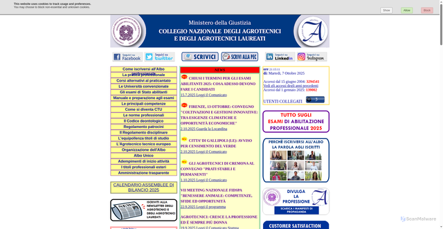 Security scan screenshot of https://www.agrotecnici.it/