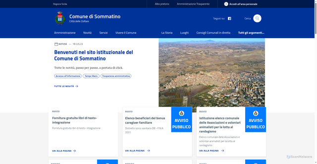 Security scan screenshot of https://www.comune.sommatino.cl.it/