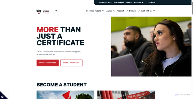 Security scan screenshot of https://www.salford.ac.uk/