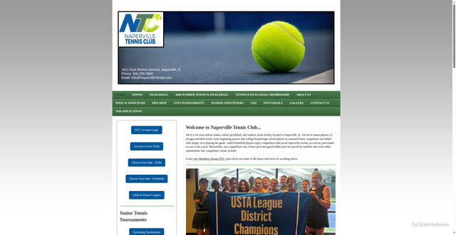 Security scan screenshot of https://www.napervilletennis.com/