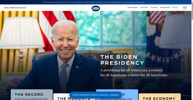 Security scan screenshot of https://bidenwhitehouse.archives.gov/