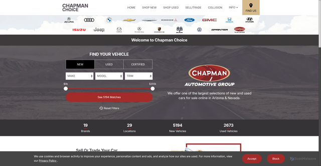 Security scan screenshot of https://chapmanchoice.com