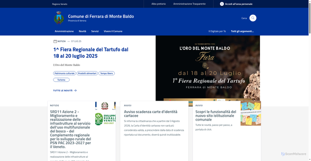 Security scan screenshot of https://www.comune.ferraradimontebaldo.vr.it