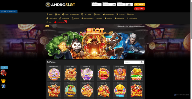 Security scan screenshot of https://androresmi.digital/desktop/game/slot/fatpanda