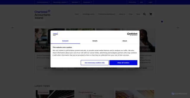 Security scan screenshot of https://charteredaccountants.ie