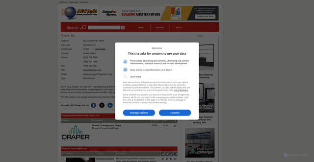 Security scan screenshot of https://www.aecinfo.com/draper/company.html