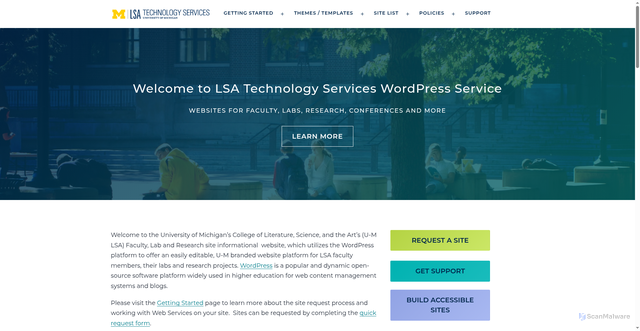 Security scan screenshot of https://sites.lsa.umich.edu