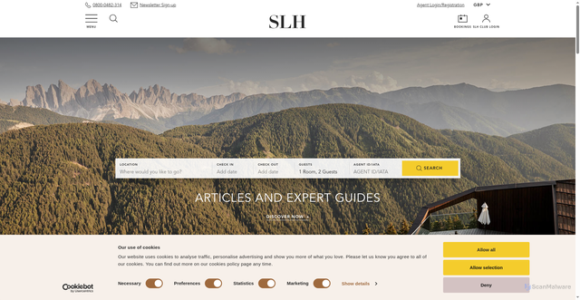 Security scan screenshot of https://slh.com
