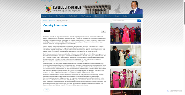 Security scan screenshot of https://www.prc.cm/en/cameroon/50-country-information