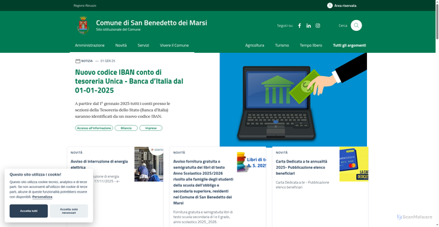 Security scan screenshot of https://www.comune.sanbenedettodeimarsi.aq.it/