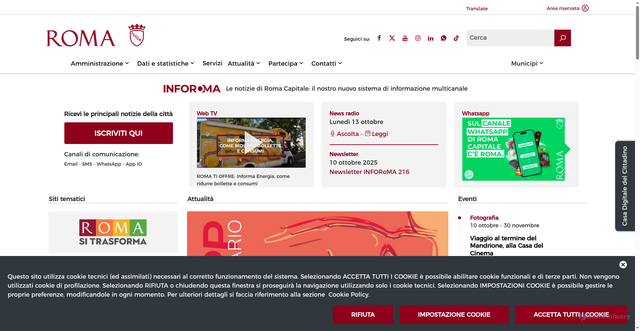 Security scan screenshot of https://www.comune.roma.it/web/it/home.page