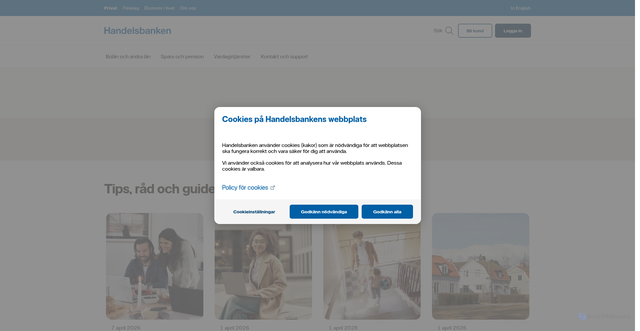 Security scan screenshot of https://www.handelsbanken.se/sv/