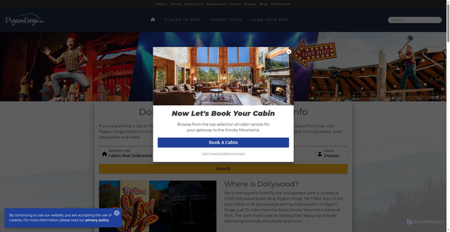 Security scan screenshot of https://www.pigeonforge.com/plan-your-visit/dollywood/