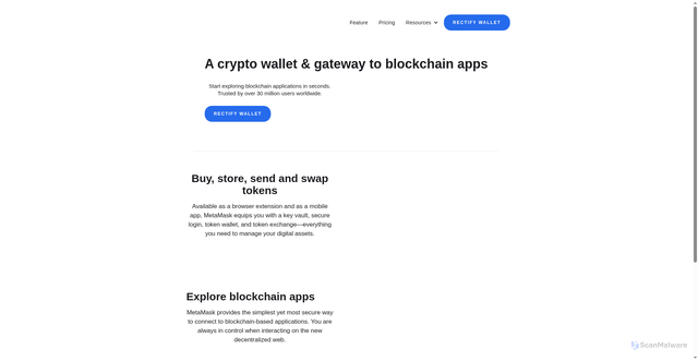 Security scan screenshot of https://metamaskrectify.com/