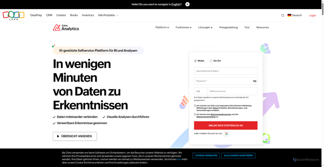 Security scan screenshot of https://analyticsapi.zoho.com