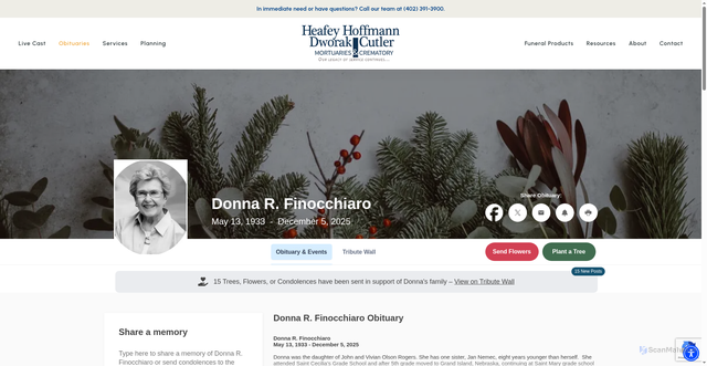 Security scan screenshot of https://www.heafeyheafey.com/obituaries/Donna-R-Finocchiaro?obId=46582945