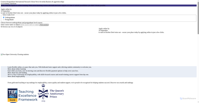 Security scan screenshot of https://www.open.ac.uk