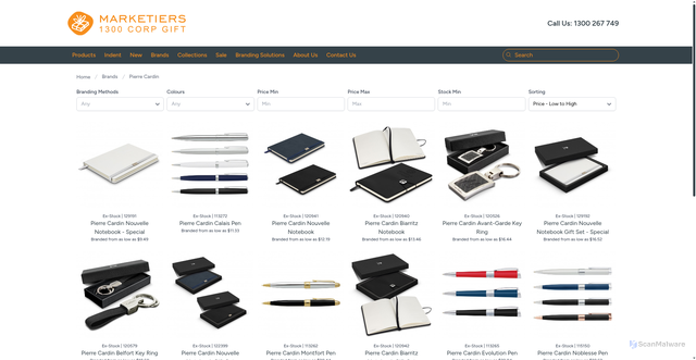 Security scan screenshot of https://marketiersonline.com.au/category/pierre-cardin