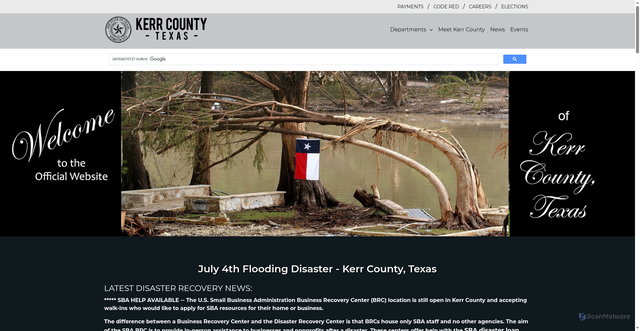 Security scan screenshot of https://kerrcountytx.gov/