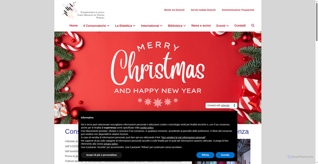 Security scan screenshot of https://www.conservatoriopotenza.it/
