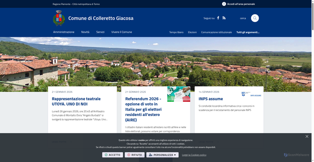 Security scan screenshot of https://www.comune.collerettogiacosa.to.it/it-it/home