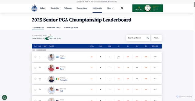 Security scan screenshot of https://www.srpgachampionship.com/leaderboard