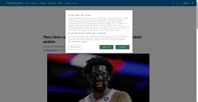 Security scan screenshot of https://thesixersense.com/76ers-fans-can-breathe-after-latest-joel-embiid-update-01k7f3bwq0m8