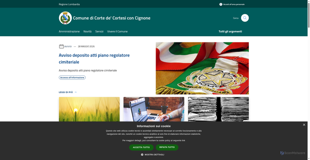 Security scan screenshot of https://WWW.COMUNE.CORTEDECORTESICONCIGNONE.CR.IT