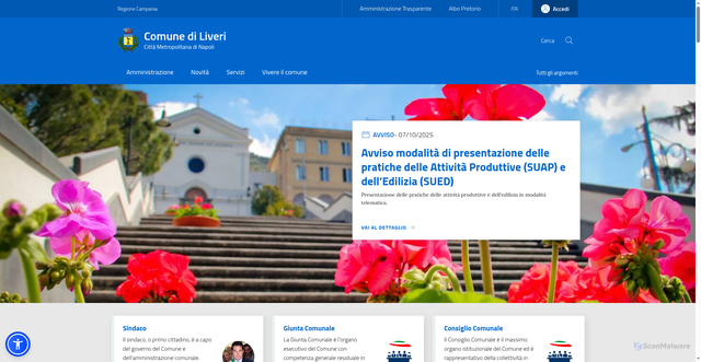 Security scan screenshot of https://www.comune.liveri.na.it/