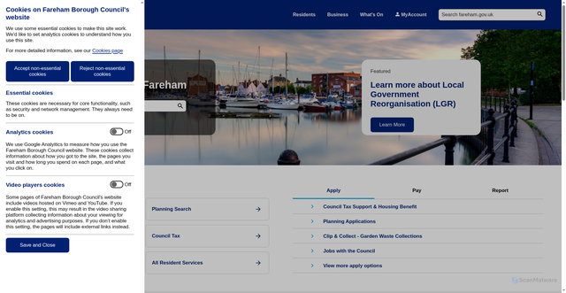 Security scan screenshot of https://www.fareham.gov.uk/