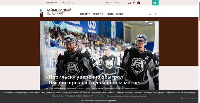 Security scan screenshot of https://www.ttelegraf.ru