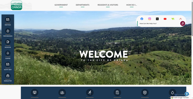 Security scan screenshot of https://cityoforinda.gov/
