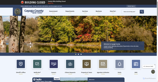 Security scan screenshot of https://www.cayugacounty.us/