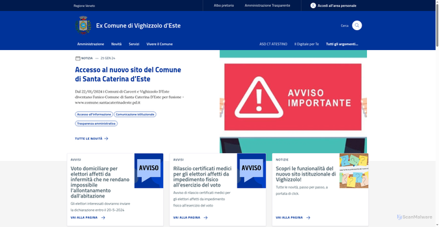 Security scan screenshot of https://www.comune.vighizzolo.pd.it/