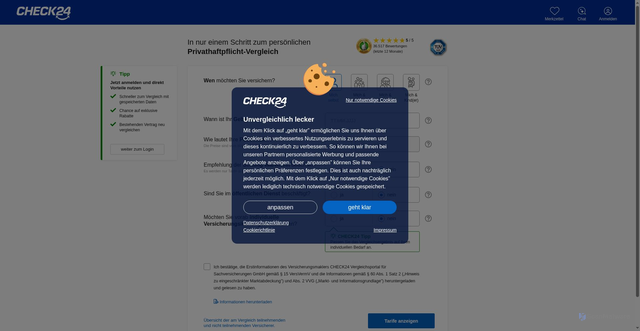 Security scan screenshot of https://privathaftpflicht.check24.de