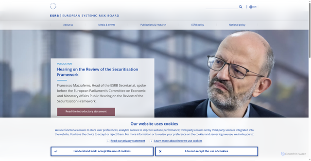Security scan screenshot of https://www.esrb.europa.eu/home/html/index.en.html